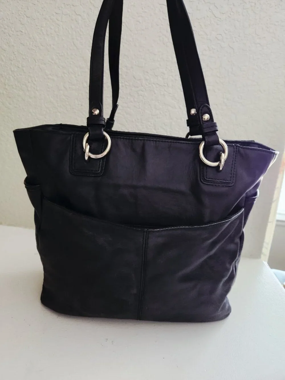Euc Vintage Coach Gallery Y2k Black Leather Satchel Handbag Purse